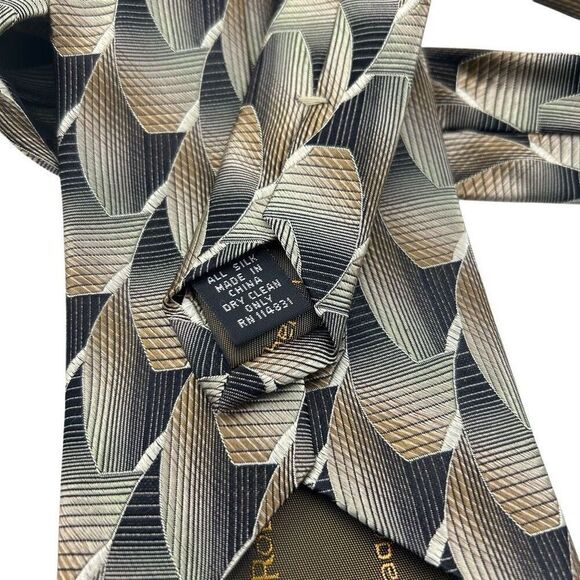 ROBERTO VILLINI Contour Men's 100% Silk Necktie Designer Geometric Striped Lot o - Picture 12 of 15